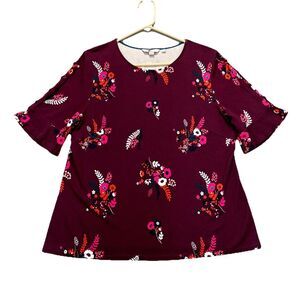 Boden Burgundy Floral Tunic Top